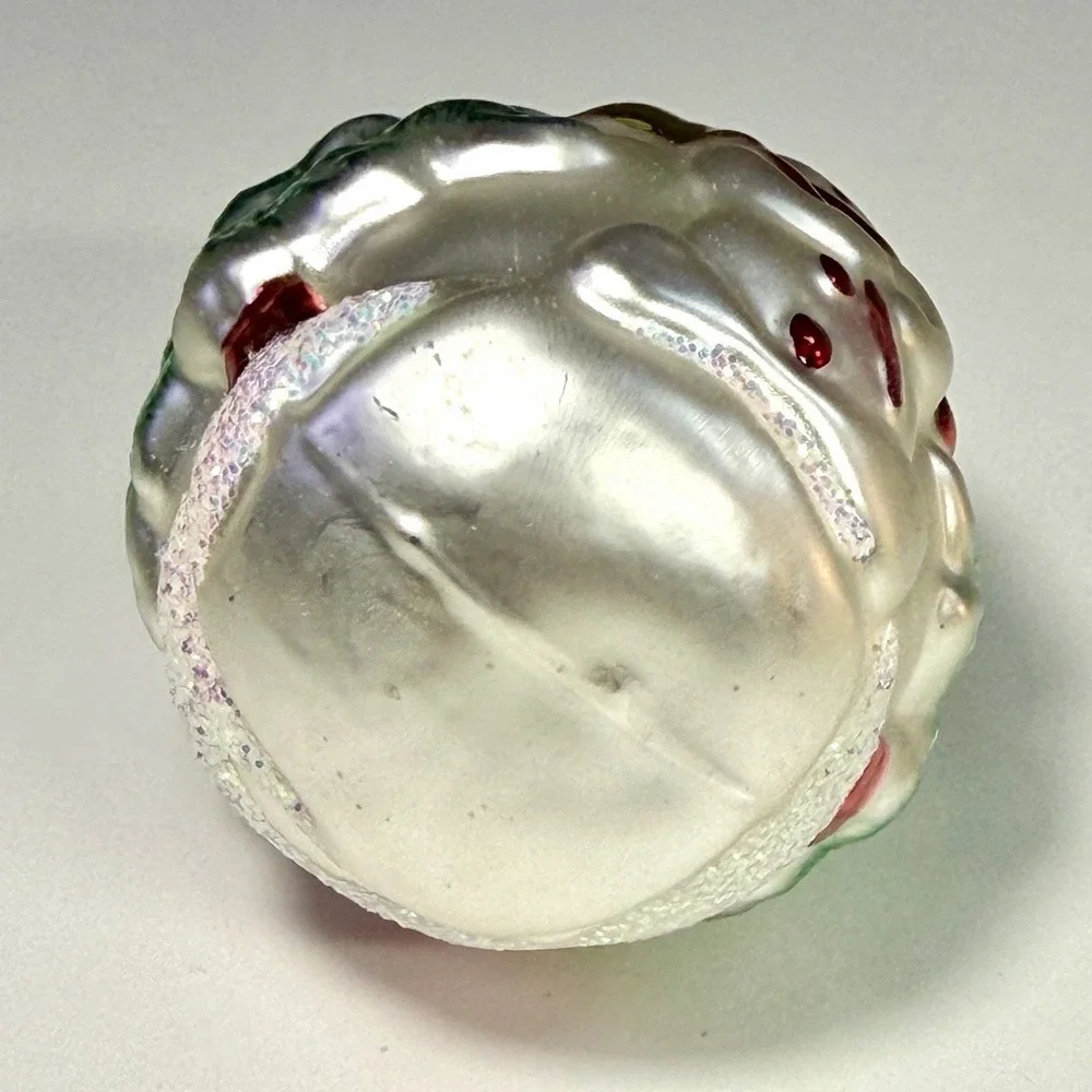 VTG Columbia Forest Pattern Mercury Glass Snowman Christmas Teardrop Ornament 4
